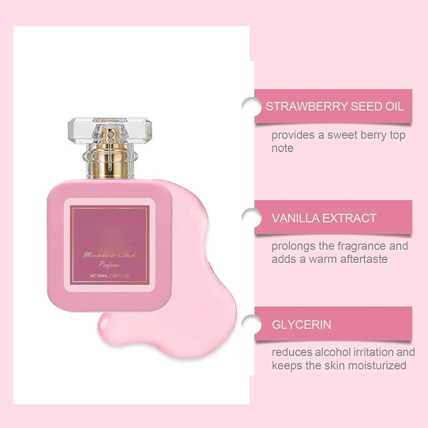 عطر زنانه Marsh-mallow Blush، اسپری ادو پرفیوم Pink Blush Shams Al Emarat Khususi، عطر شیرین آب نبات توت فرنگی، عطرهای زنانه لطیف، رمانتیک (1 عدد)