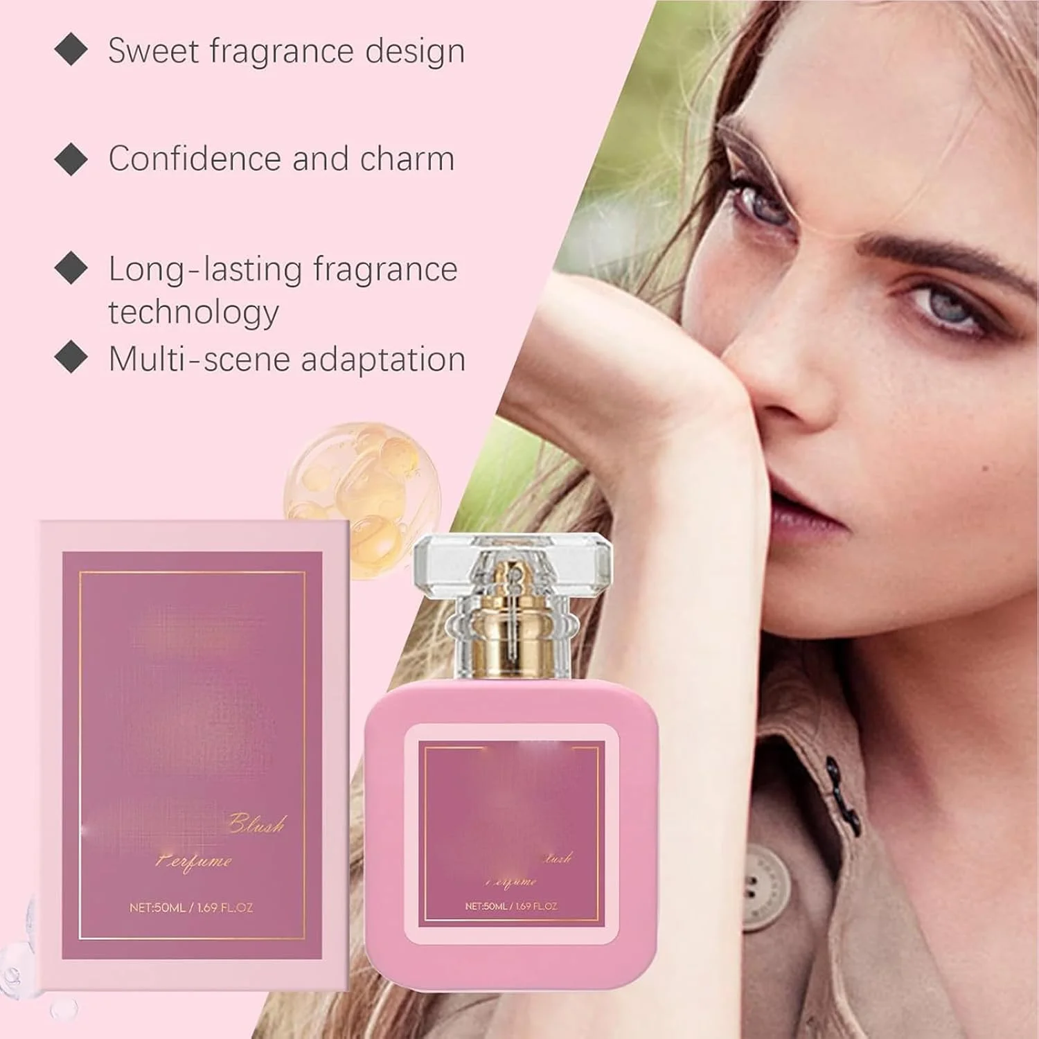 عطر زنانه Marsh-mallow Blush، اسپری ادو پرفیوم Pink Blush Shams Al Emarat Khususi، عطر شیرین آب نبات توت فرنگی، عطرهای زنانه لطیف، رمانتیک (1 عدد)