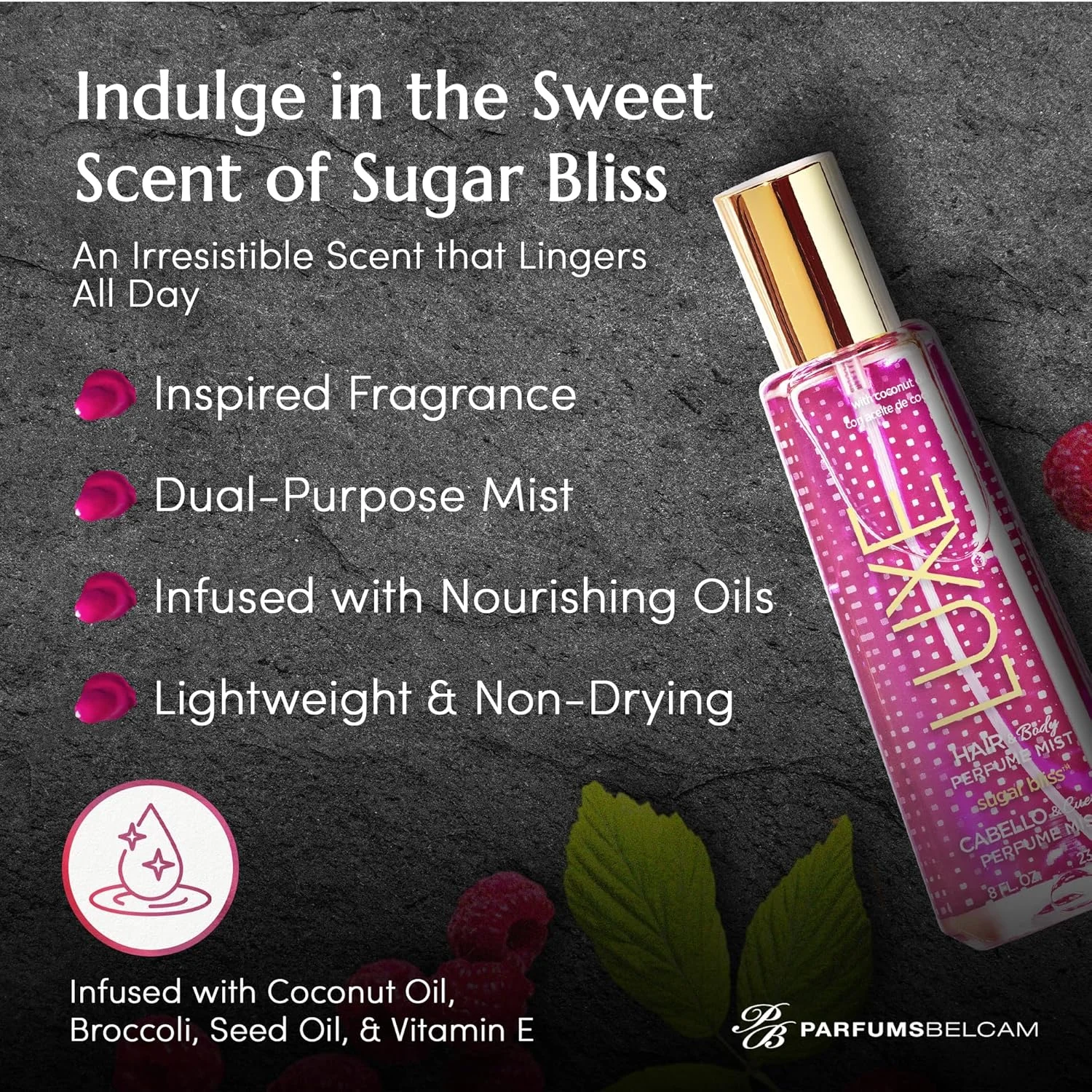 اسپری خوشبو کننده مو و بدن لاکچری پرفیومری مدل Sugar Bliss، حجم 8.0 fl oz اسپری خوشبو کننده مو و بدن لاکچری پرفیومری مدل Sugar Bliss، حجم 8.0 fl oz