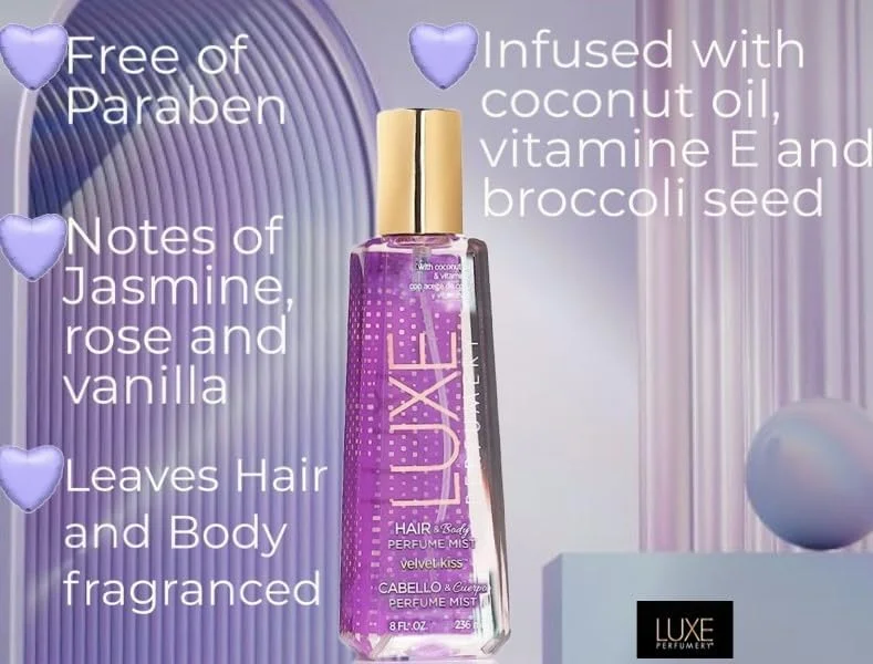 اسپری عطر مو و بدن Luxe Perfumery مدل Velvet Kiss، حجم 8.0 اونس (F98460-15-FL)