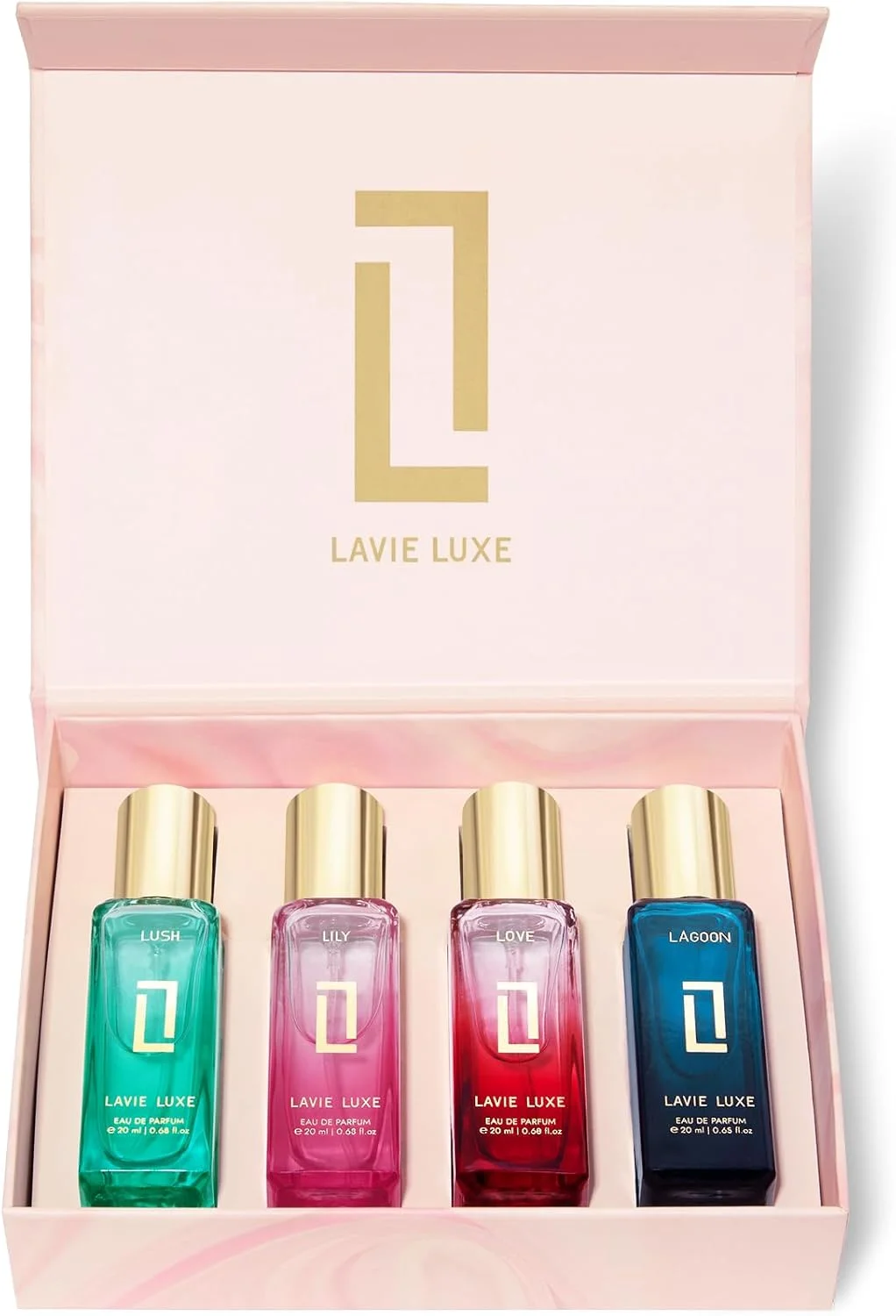 ست هدیه ادو پرفیوم زنانه لوکس Lavie Luxe، قابل حمل، 80 میلی لیتر | عطر زنانه با رایحه های گل سوسن، شیرین، نارنگی ماندارین و ترنج