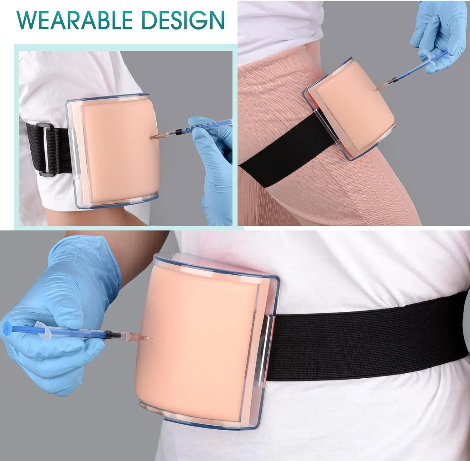 پد تمرین تزریق Skillssist IM,SQ مدل با پوست، بافت زیر جلدی و لایه عضلانی برای آموزش پرستاران و دانشجویان پزشکی، طراحی پوشیدنی