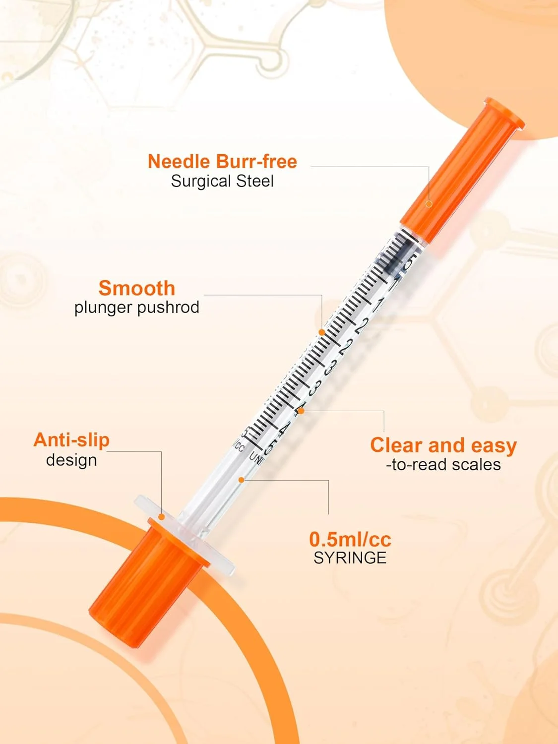 سرنگ 0.5 میلی لیتری با سرپوش، گیج 31، 1/4 اینچ (6 میلی متر)، بسته بندی تکی، بسته 100 عددی سرنگ آزمایشگاهی سرنگ 0.5 میلی لیتری با سرپوش، گیج 31، 1/4 اینچ (6 میلی متر)، بسته بندی تکی، بسته 100 عددی سرنگ آزمایشگاهی