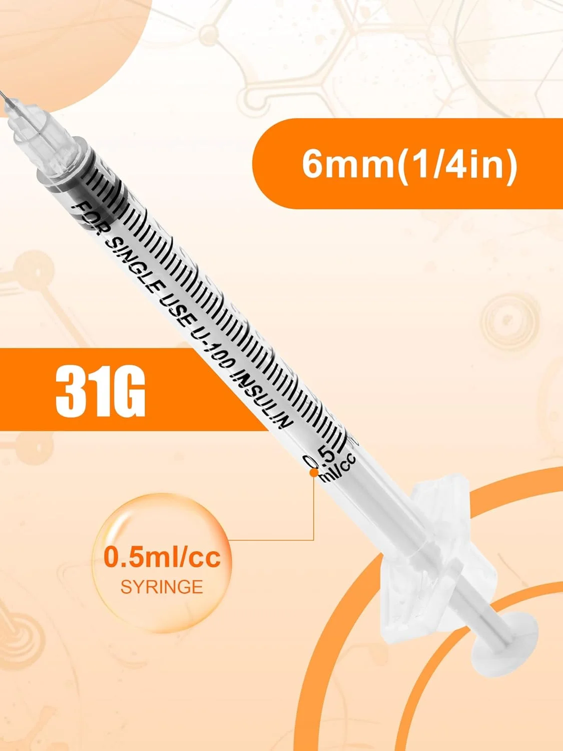 سرنگ 0.5 میلی لیتری با سرپوش، گیج 31، 1/4 اینچ (6 میلی متر)، بسته بندی تکی، بسته 100 عددی سرنگ آزمایشگاهی سرنگ 0.5 میلی لیتری با سرپوش، گیج 31، 1/4 اینچ (6 میلی متر)، بسته بندی تکی، بسته 100 عددی سرنگ آزمایشگاهی