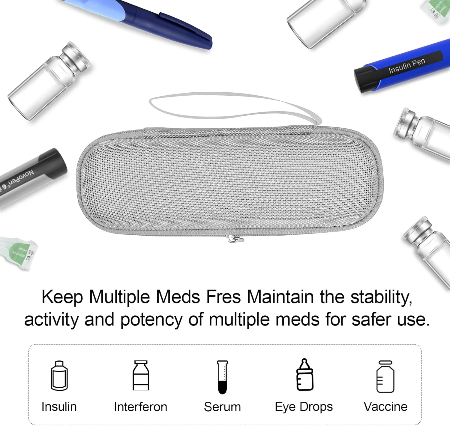 کیف خنک کننده انسولین sijidou، کیف مسافرتی قابل حمل انسولین، کیف های خنک کننده انسولین، سازمان دهنده عایق برای قلم های انسولین (خاکستری) کیف خنک کننده انسولین sijidou، کیف مسافرتی قابل حمل انسولین، کیف های خنک کننده انسولین، سازمان دهنده عایق برای قلم های انسولین (خاکستری)