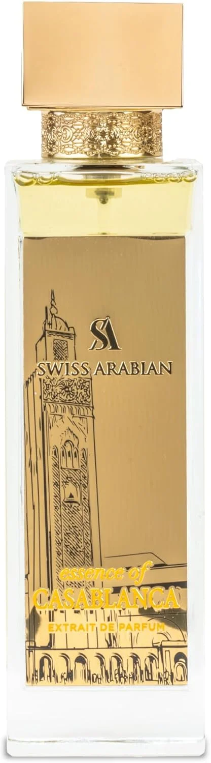 عطر سوییس عربین اسنس آف کازابلانکا اکستریت د پرفیوم 100 میلی لیتر، عطر با کیفیت عالی، رایحه унисекс، میوه ای، چوبی، کهربا، عطر ترکیبی لوکس برای زنان و مردان