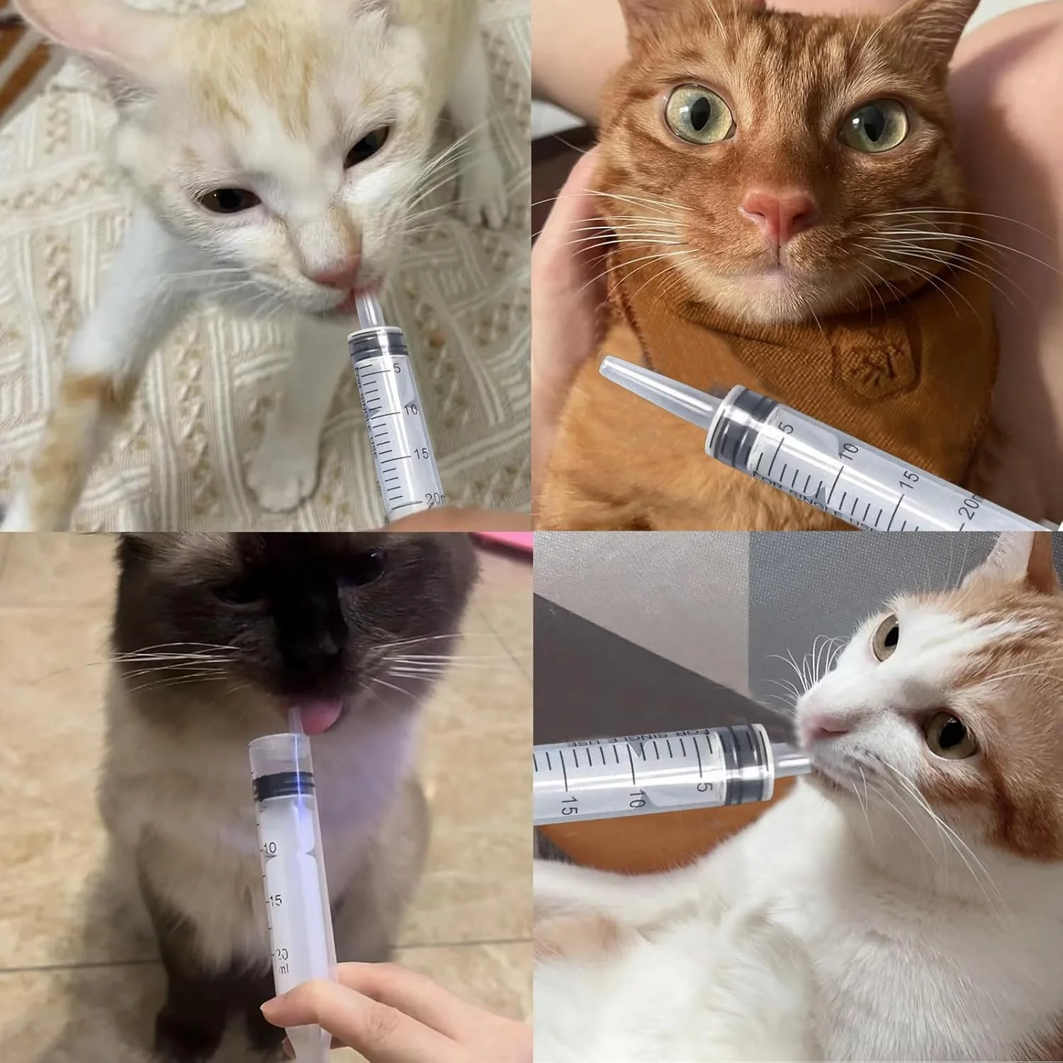 سرنگ تغذیه حیوانات خانگی نالاینا، بسته 6 عددی سرنگ 20 سی سی، قابل استفاده مجدد، با اندازه گیری های واضح، برای گربه ها، سگ ها، حیوانات کوچک، تزریق مایع (بدون سوزن)