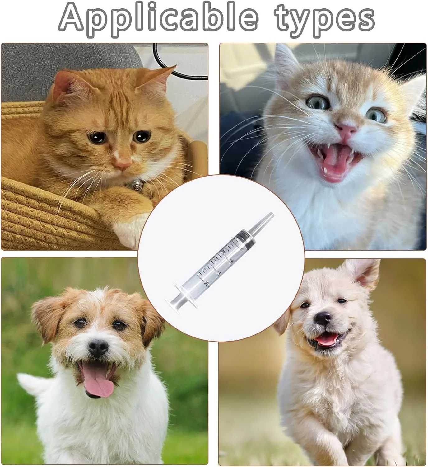 سرنگ تغذیه حیوانات خانگی نالاینا، بسته 6 عددی سرنگ 20 سی سی، قابل استفاده مجدد، با اندازه گیری های واضح، برای گربه ها، سگ ها، حیوانات کوچک، تزریق مایع (بدون سوزن)