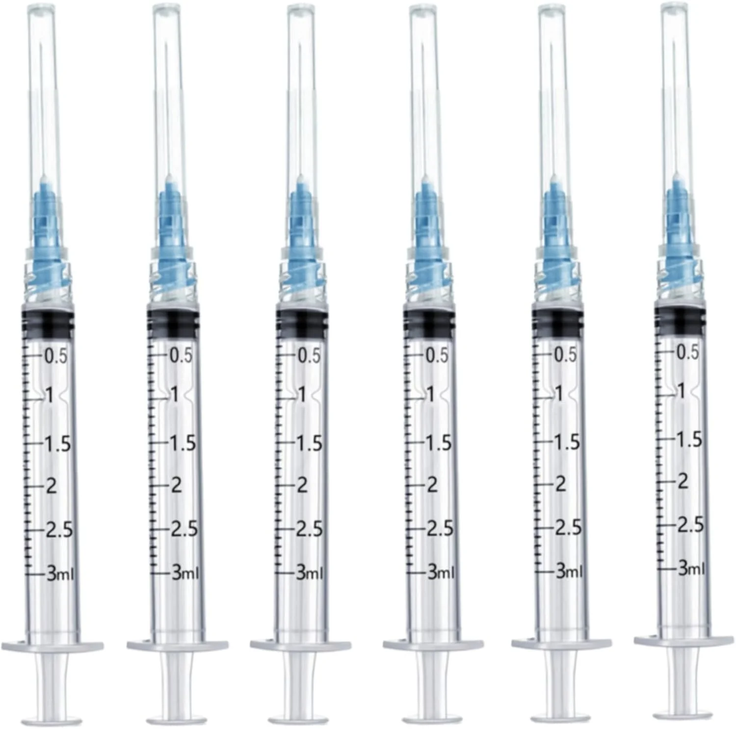 بسته 100 عددی سرنگ پلاستیکی 3 میلی لیتری KystuCare با گیج 23، سرنگ های تزریق نمونه آزمایشگاهی برای آزمایشگاه های علمی صنعتی، اندازه گیری مایعات، پر کردن مجدد جوهر، اپلیکاتور روغن یا چسب