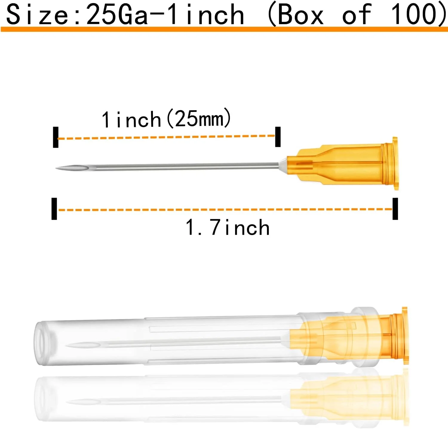 سرنگ های آزمایشگاهی kreireta، گیج 25، طول 25 میلی متر (1 اینچ)، قفل Luer، بسته بندی جداگانه، 100 عدد