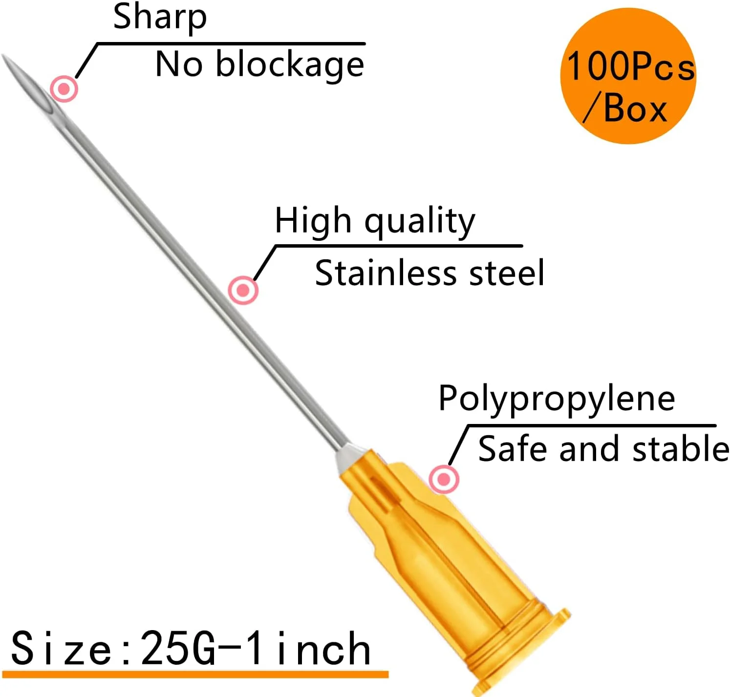سرنگ های آزمایشگاهی kreireta، گیج 25، طول 25 میلی متر (1 اینچ)، قفل Luer، بسته بندی جداگانه، 100 عدد