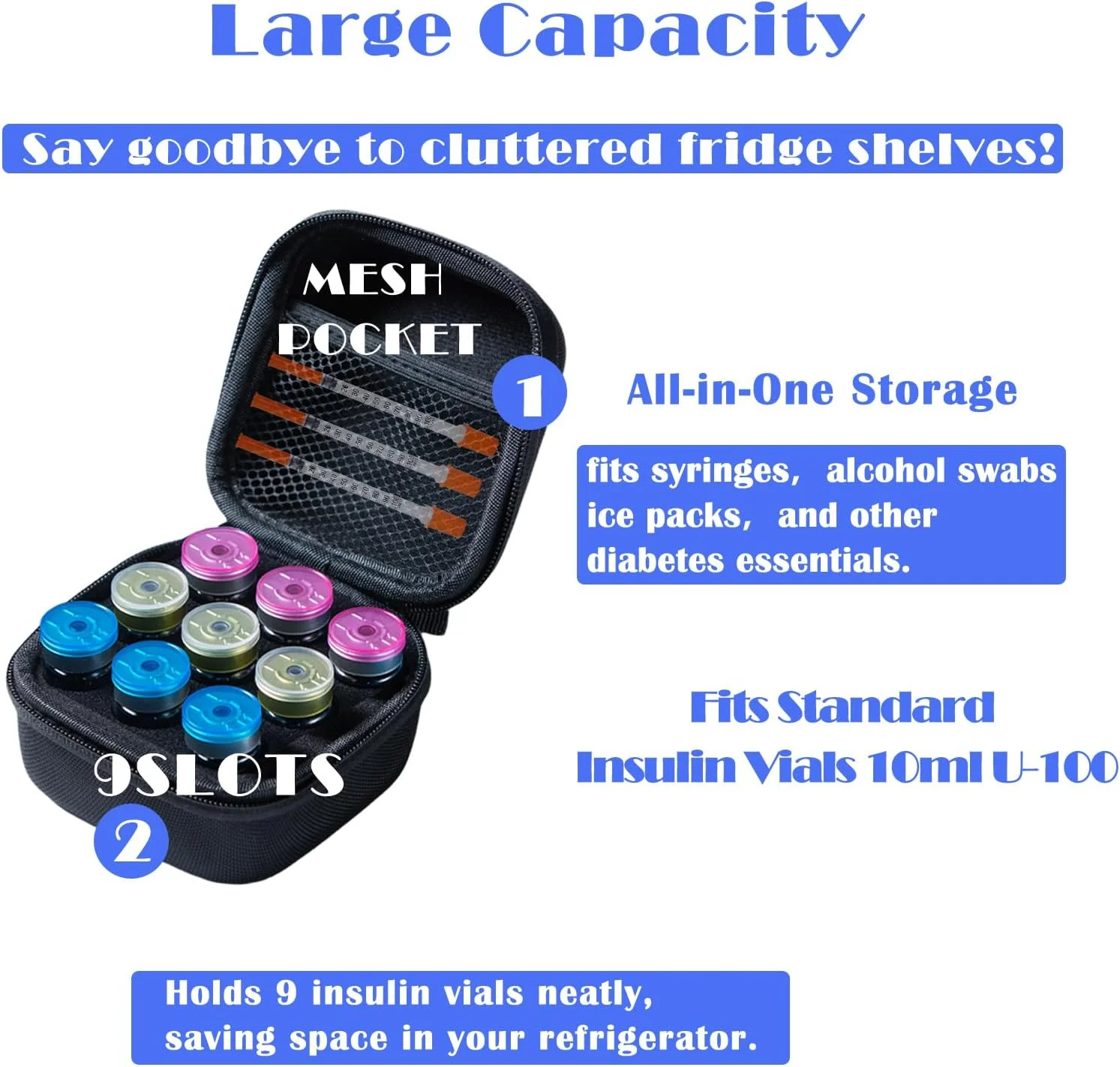 سازمان دهنده یخچال ویال های انسولین 9 خانه JFGLORIX برای افراد دیابتی، مناسب برای ویال های استاندارد 10 میلی لیتری U-100 سازمان دهنده یخچال ویال های انسولین 9 خانه JFGLORIX برای افراد دیابتی، مناسب برای ویال های استاندارد 10 میلی لیتری U-100