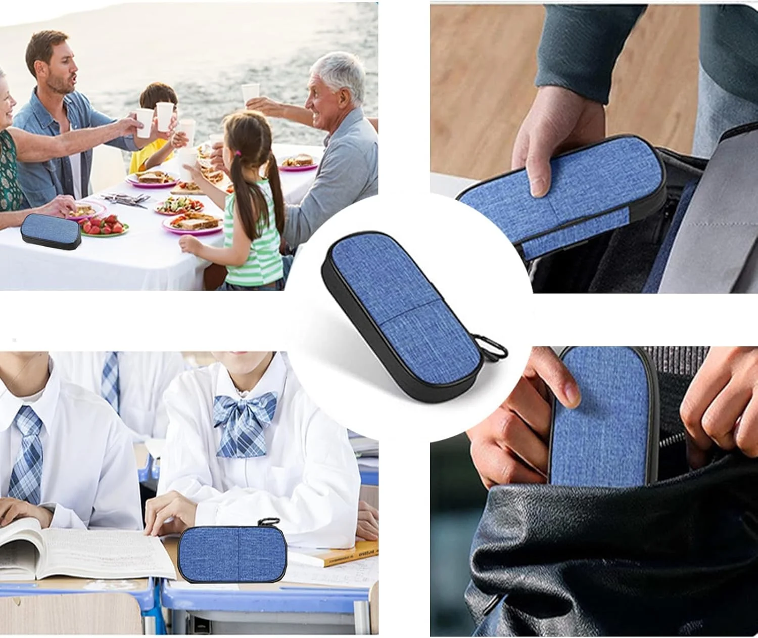 کیف خنک نگهدارنده انسولین، کیف قلم انسولین با 2 بسته یخ خنک کننده انسولین، خنک کننده دارو برای کیف مسافرتی انسولین، کیف انسولین برای لوازم دیابتی کیف قلم خنک کننده انسولین (آبی)، آبی