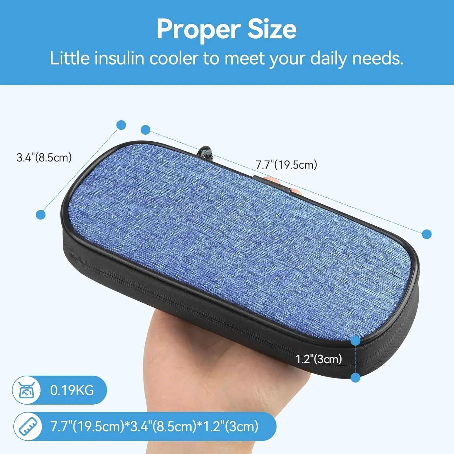 کیف خنک کننده قلم انسولین HOXHA، کیف حمل مسافرتی عایق داروی دیابت با بسته یخ قابل استفاده مجدد برای قلم انسولین و سایر لوازم دیابتی، برای زندگی روزمره و سفر، آبی