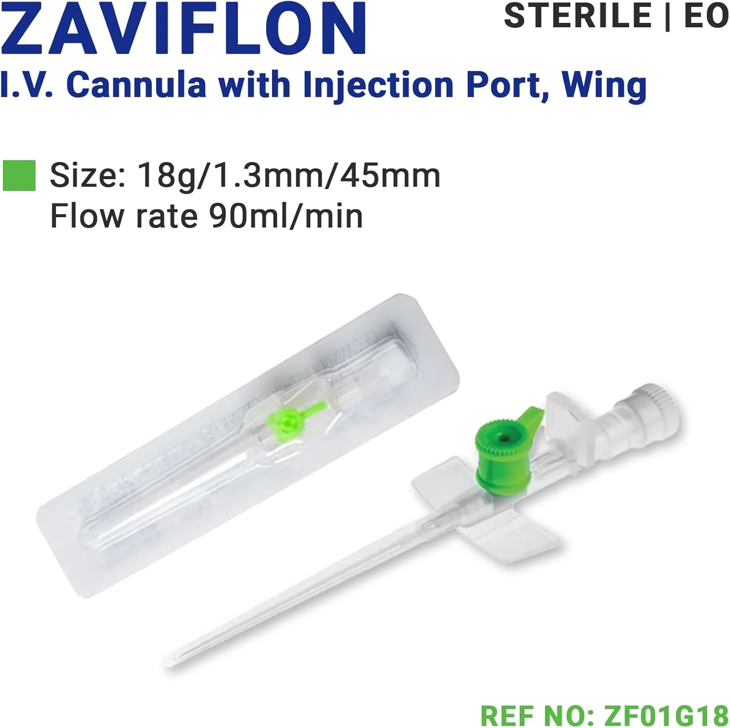 آنژیوکت زیویفلون آی وی کینگ ماریوت | گیج 18، 1.3 میلی متر در 45 میلی متر | نرخ جریان 90 میلی لیتر در دقیقه | دارای پورت تزریق | دستگاه تزریق پزشکی (سبز)
