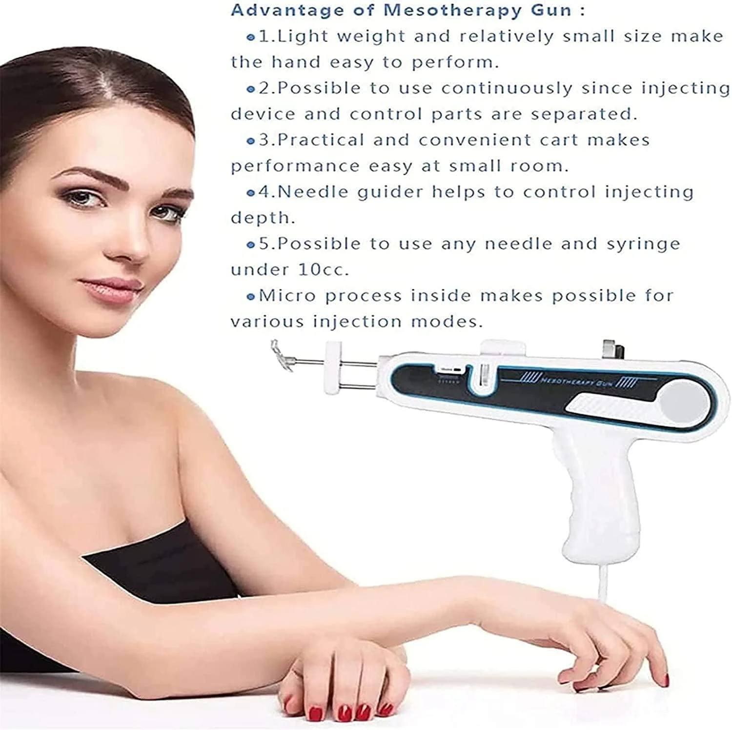 تفنگ تزریق میکروکریستال EKOZOO، انژکتور لوله سرنگ آب، مزوتراپی انژکتور، تزریق بدون درد پوست، بهبود پوست تیره، روشن و سفید کردن پوست
