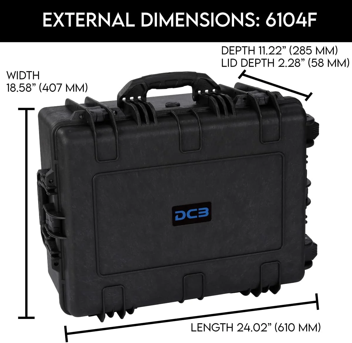 کیف ضد آب DCB مدل Element 6104F | ابعاد خارجی 24x19x11 اینچ | دارای استاندارد ضدآب IP67 | دارای فوم جداشدنی | دسته تلسکوپی | دستگیره های لاستیکی | پلاستیک قالب گیری شده تزریقی تقویت شده با رزین | درب با بست 4 قفله | دارای چرخ کیف ضد آب DCB مدل Element 6104F | ابعاد خارجی 24x19x11 اینچ | دارای استاندارد ضدآب IP67 | دارای فوم جداشدنی | دسته تلسکوپی | دستگیره های لاستیکی | پلاستیک قالب گیری شده تزریقی تقویت شده با رزین | درب با بست 4 قفله | دارای چرخ