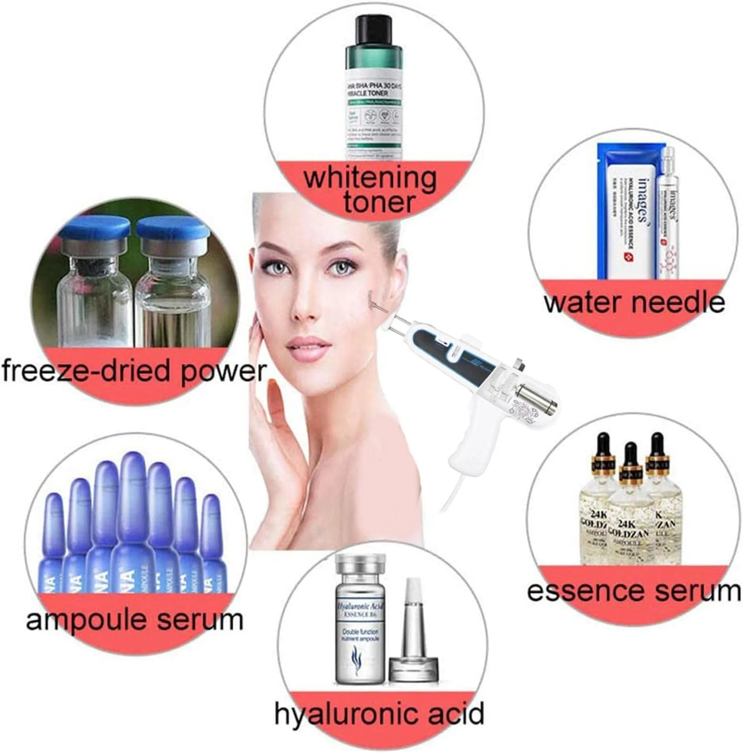 تفنگ تزریق میکروکریستال EKOZOO، انژکتور لوله سرنگ آب، مزوتراپی انژکتور، تزریق بدون درد پوست، بهبود پوست تیره، روشن و سفید کردن پوست