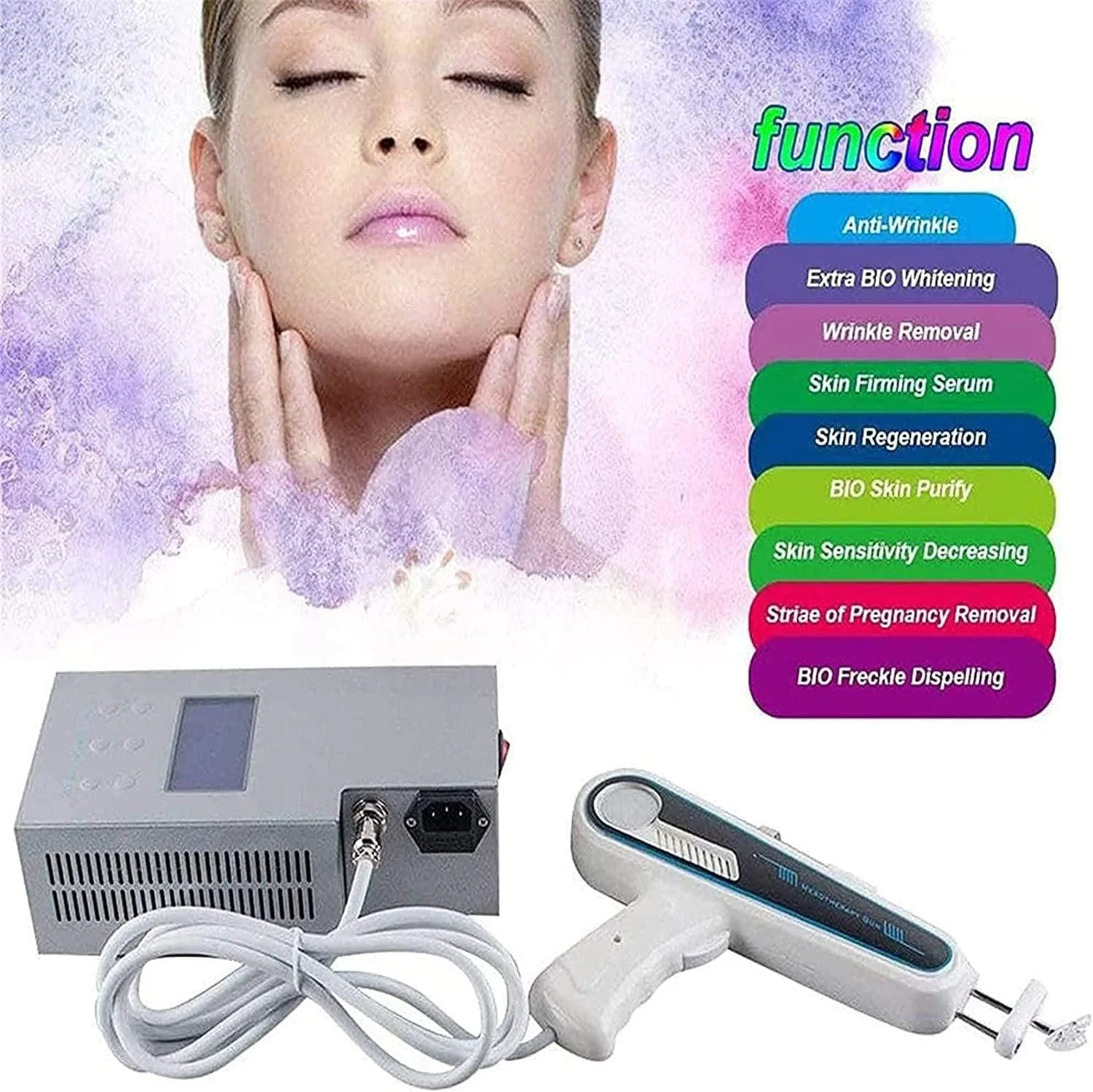 تفنگ تزریق میکروکریستال EKOZOO، انژکتور لوله سرنگ آب، مزوتراپی انژکتور، تزریق بدون درد پوست، بهبود پوست تیره، روشن و سفید کردن پوست