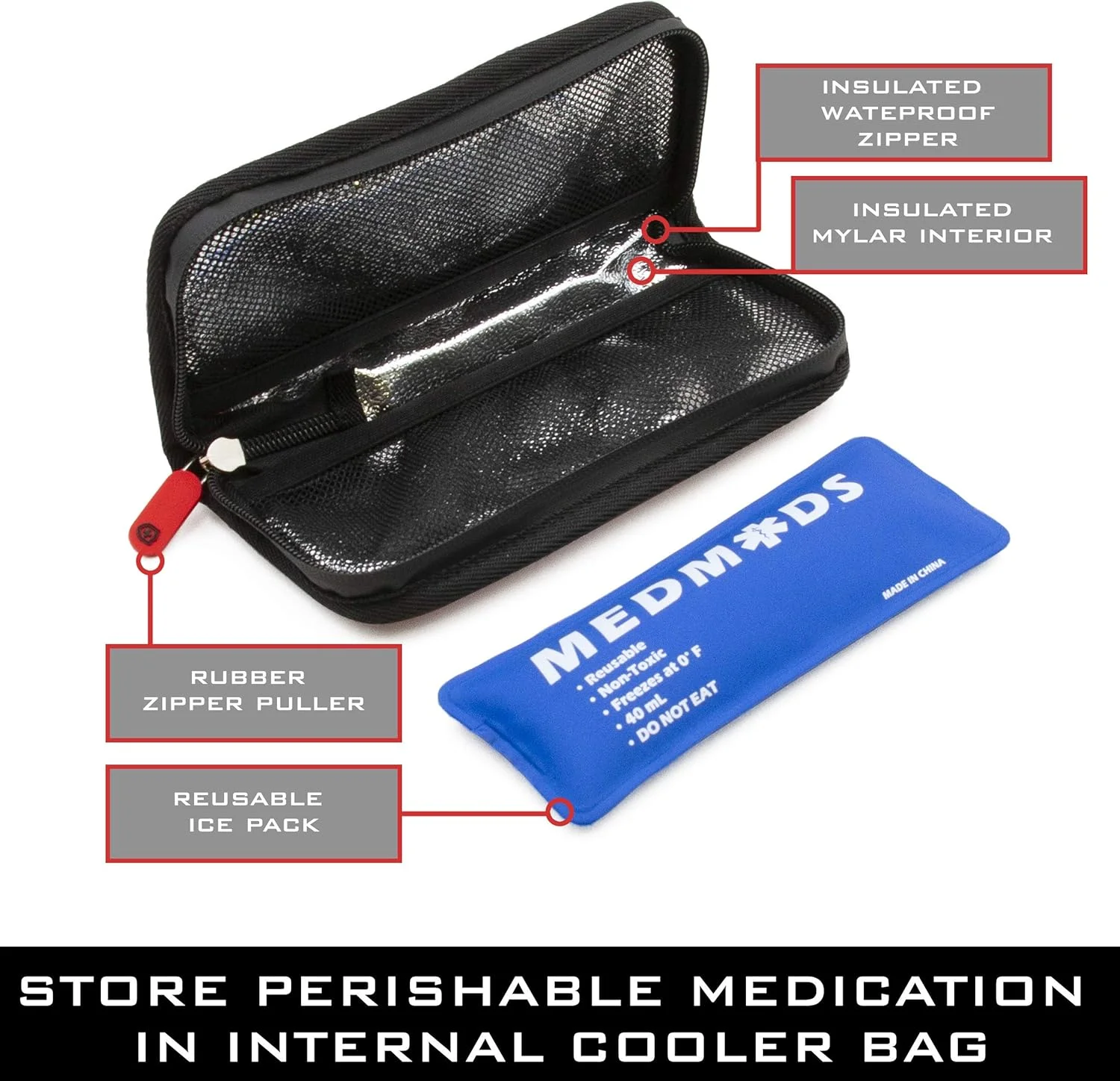 کیف خنک نگهدارنده انسولین CASEMATIX MEDMODS، کیف مسافرتی عایق دیابت با بسته یخ، کارت شناسایی، برچسب هشدار پزشکی و بند شانه - کیف محافظ قلم انسولین، فقط کیف کیف خنک نگهدارنده انسولین CASEMATIX MEDMODS، کیف مسافرتی عایق دیابت با بسته یخ، کارت شناسایی، برچسب هشدار پزشکی و بند شانه - کیف محافظ قلم انسولین، فقط کیف