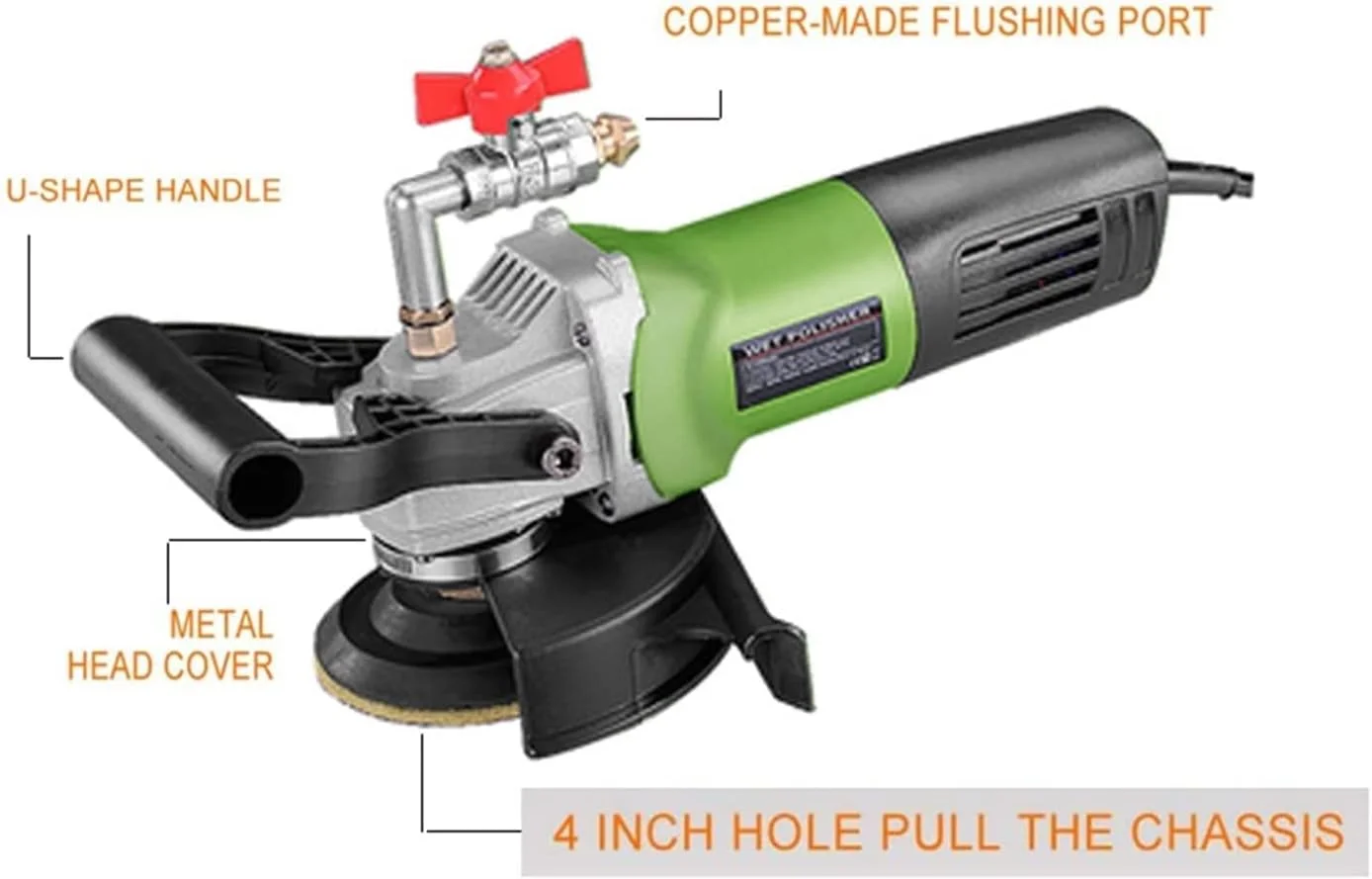 دستگاه پولیشر تزریق آب دستی ATAAY 800W/220V، پولیشر برقی سنگ مرطوب، سنگ‌زنی، دستگاه پولیش کف سیمانی و مرمر، سریع و ایمن