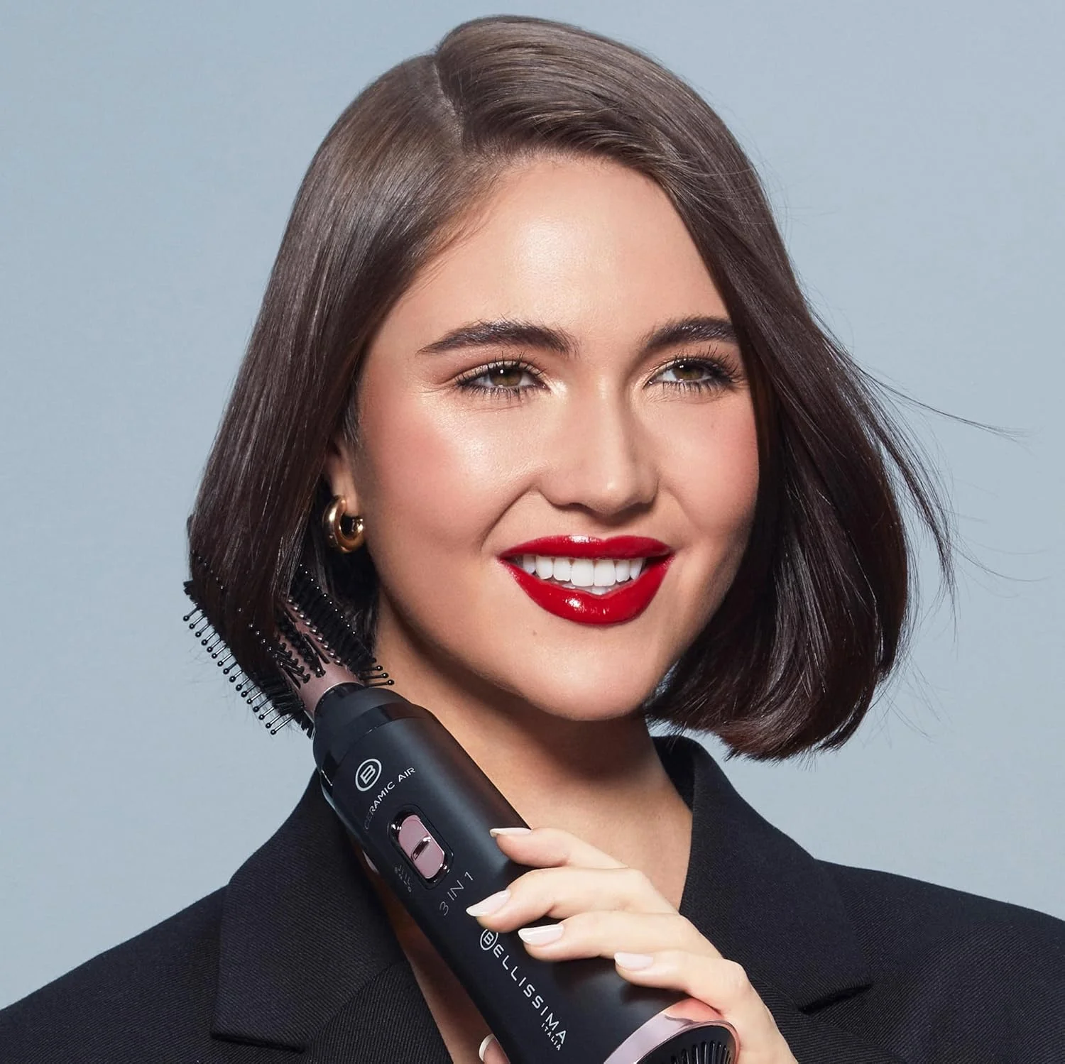 برس حرارتی سرامیکی Bellissima Ceramic Air - 3 در 1 - پوشش سرامیکی - برای موهای کوتاه و متوسط - خشک کردن، صاف کردن و حالت دادن، 3 سری - برس هوای گرم - 800 وات - تزریق هوای سرد