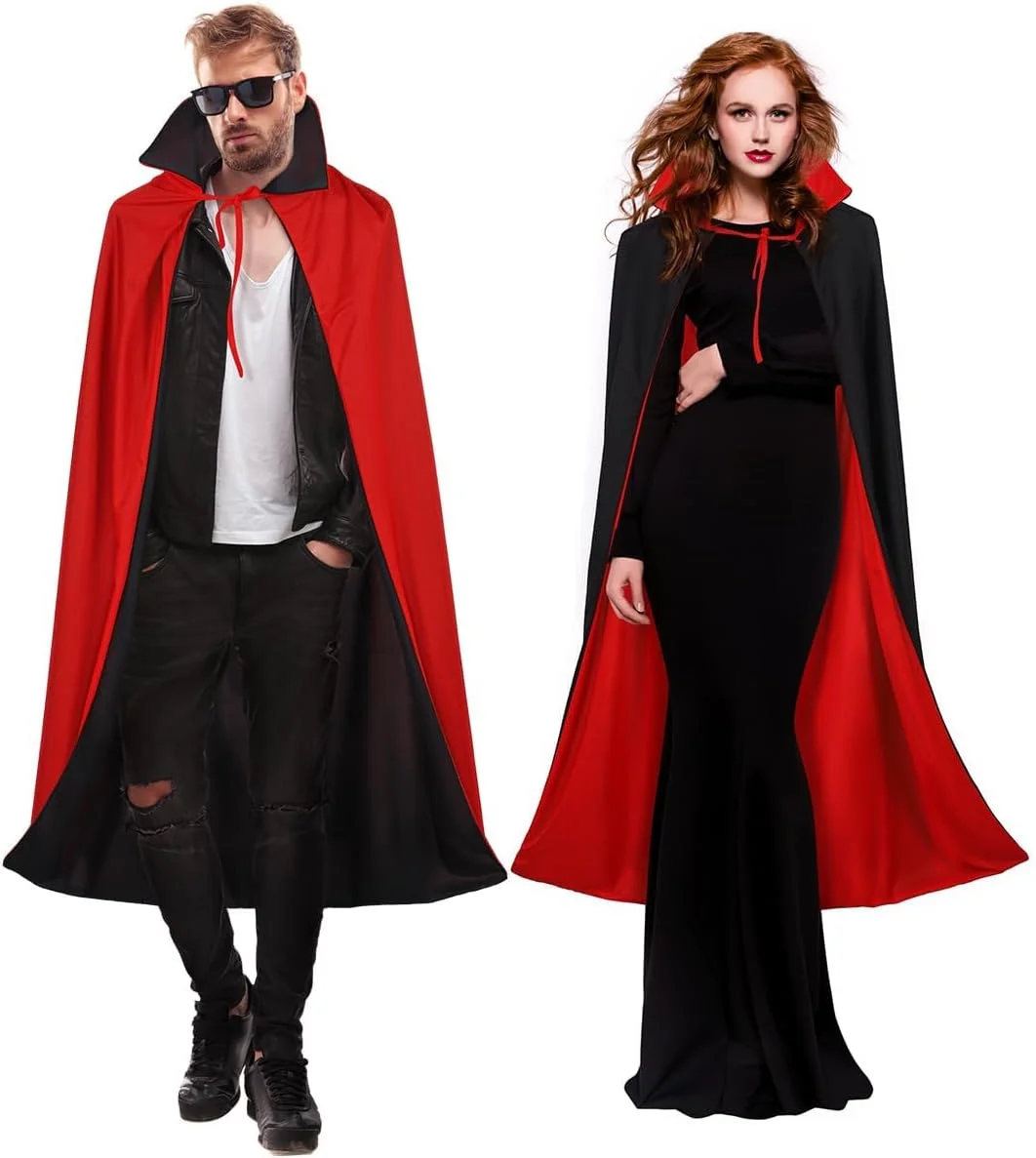 شنل هالووین خون آشام BIGTHREE، شنل قرمز و مشکی لباس هالووین کودکان، دکوراسیون اجرای صحنه مهمانی Cosplay، مناسب برای شنل پسرانه و دخترانه یونیسکس کودکان (90 سانتی متر)