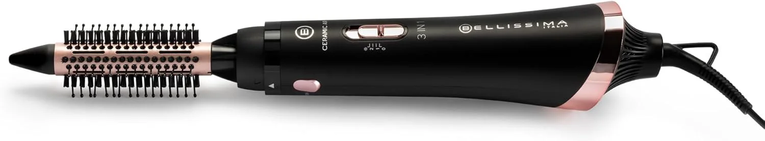 برس حرارتی سرامیکی 3 در 1 Bellissima Ceramic Air - پوشش سرامیکی - برای موهای کوتاه و متوسط - خشک کردن، صاف کردن و حالت دادن، 3 سری - برس هوای گرم - 800 وات - تزریق هوای سرد