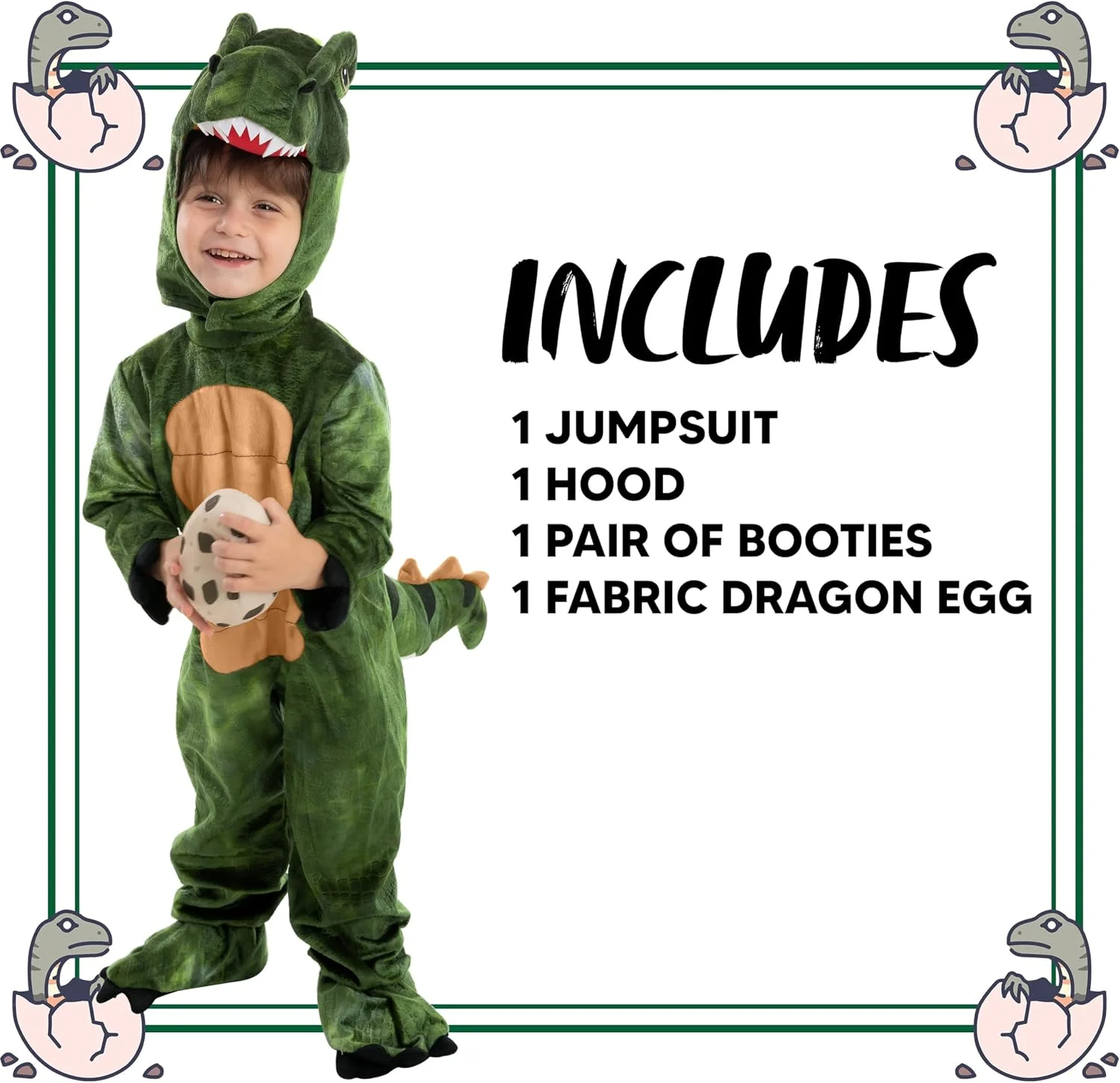 لباس تی‌رکس واقعی هالووین Spooktacular Creations، لباس دایناسور همراه با تخم دایناسور برای مهمانی کودکان و نوپا