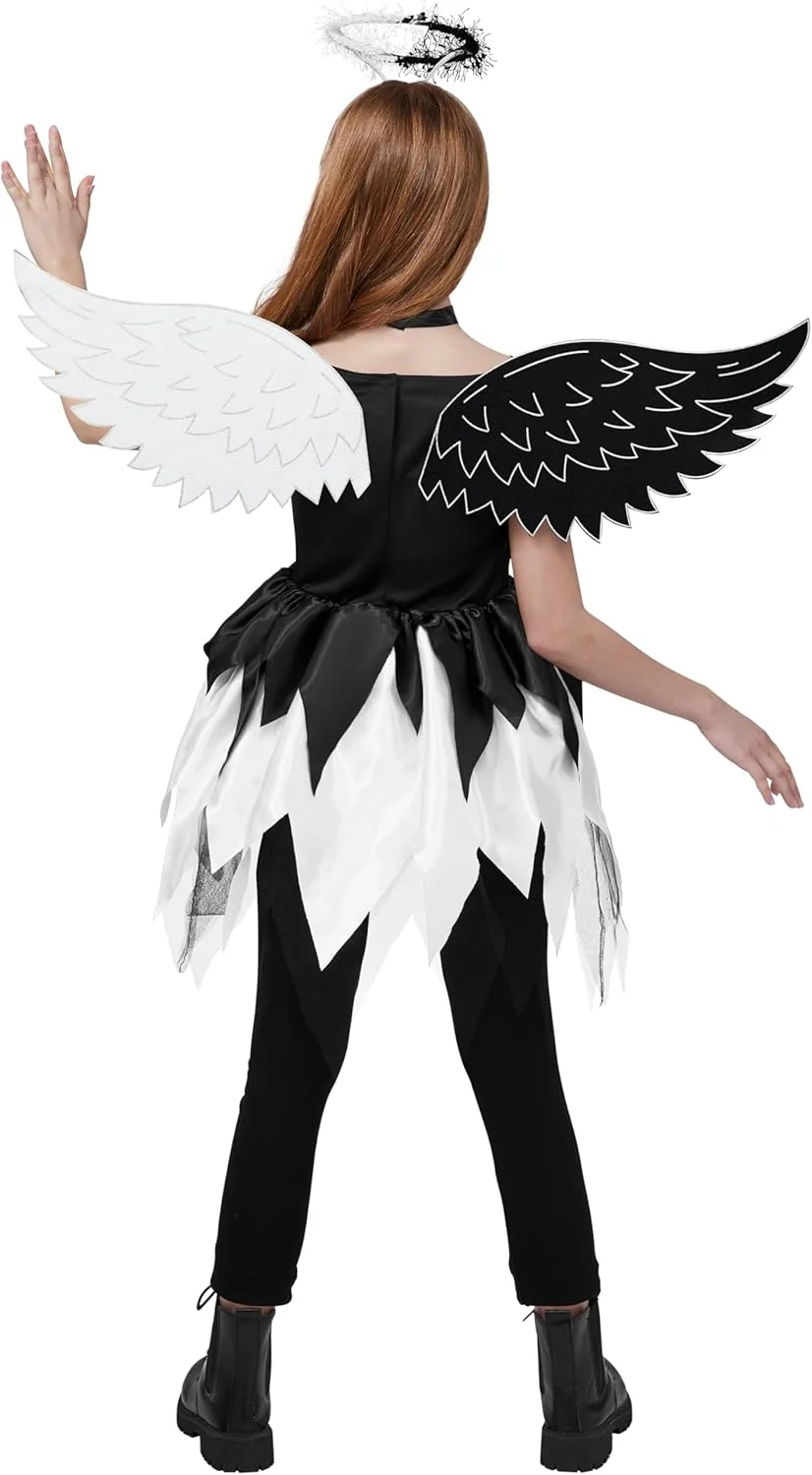 لباس فرشته شیطانی بچگانه Spooktacular Creations، لباس نیمه فرشته نیمه شیطان دخترانه، ست لباس بچه گانه برای جشن هالووین لباس فرشته شیطانی بچگانه Spooktacular Creations، لباس نیمه فرشته نیمه شیطان دخترانه، ست لباس بچه گانه برای جشن هالووین