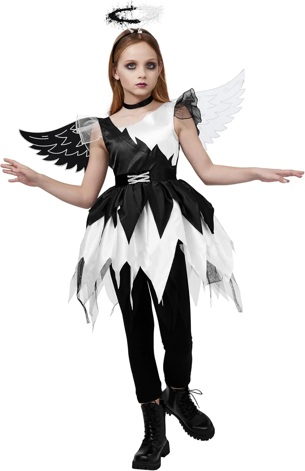 لباس فرشته شیطانی بچگانه Spooktacular Creations، لباس نیمه فرشته نیمه شیطان دخترانه، ست لباس بچه گانه برای جشن هالووین لباس فرشته شیطانی بچگانه Spooktacular Creations، لباس نیمه فرشته نیمه شیطان دخترانه، ست لباس بچه گانه برای جشن هالووین