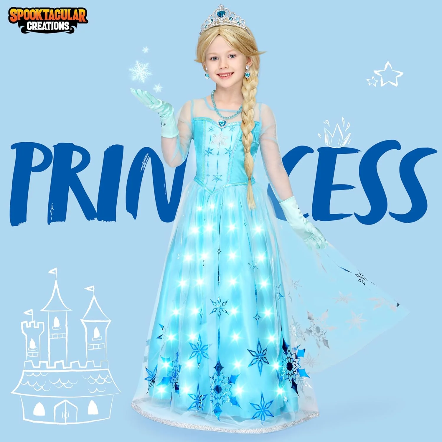 لباس های پرنسس یخی هالووین Spooktacular Creations برای کودکان، لباس پرنسس چراغ دار برای دختران، لباس پولک دار برای تولد لباس های پرنسس یخی هالووین Spooktacular Creations برای کودکان، لباس پرنسس چراغ دار برای دختران، لباس پولک دار برای تولد