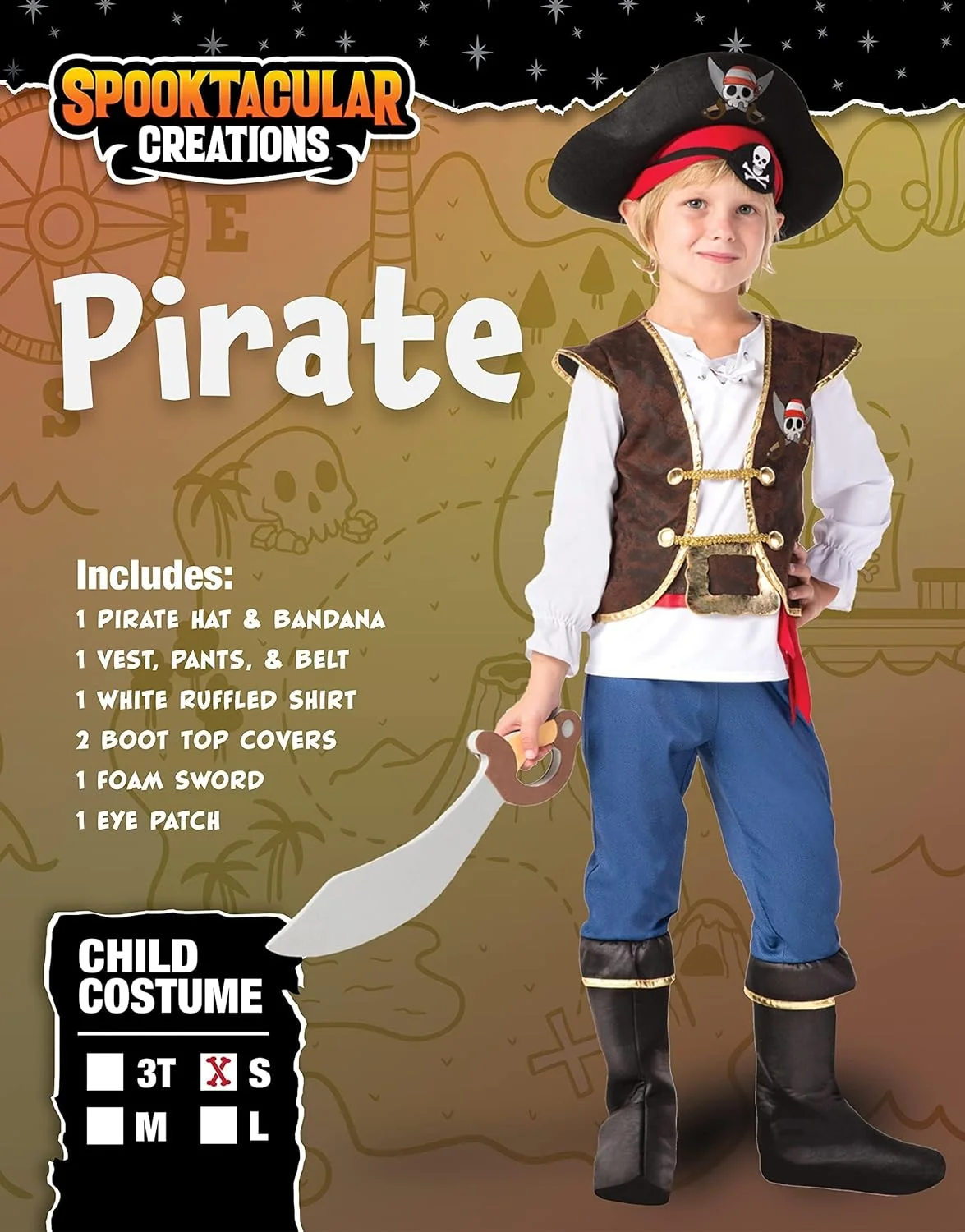 لباس دزد دریایی هالووین Spooktacular Creations برای کودکان، ست لباس دزد دریایی پسرانه برای لباس پوشیدن هالووین کودکان نوپا، مهمانی با تم
