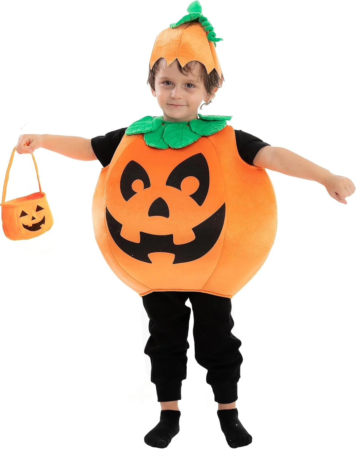لباس هالووین بچه گانه طرح کدو تنبل Spooktacular Creations به همراه سبد برای کودک نوپا، مناسب مهمانی هالووین