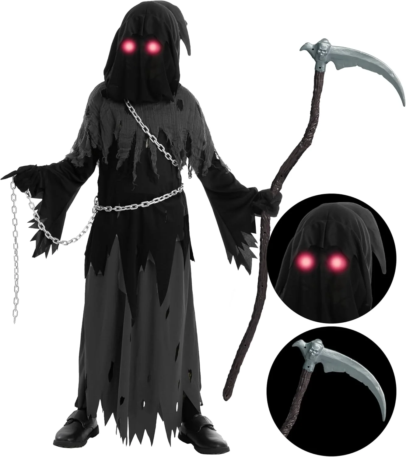 لباس شبح مرگ چشم درخشان کودکانه Spooktacular Creations، لباس شبح برای لباس هالووین شبح وار
