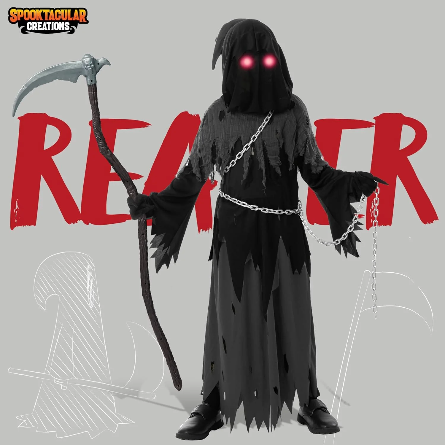 لباس شبح مرگ چشم درخشان کودکانه Spooktacular Creations، لباس شبح برای لباس هالووین شبح وار
