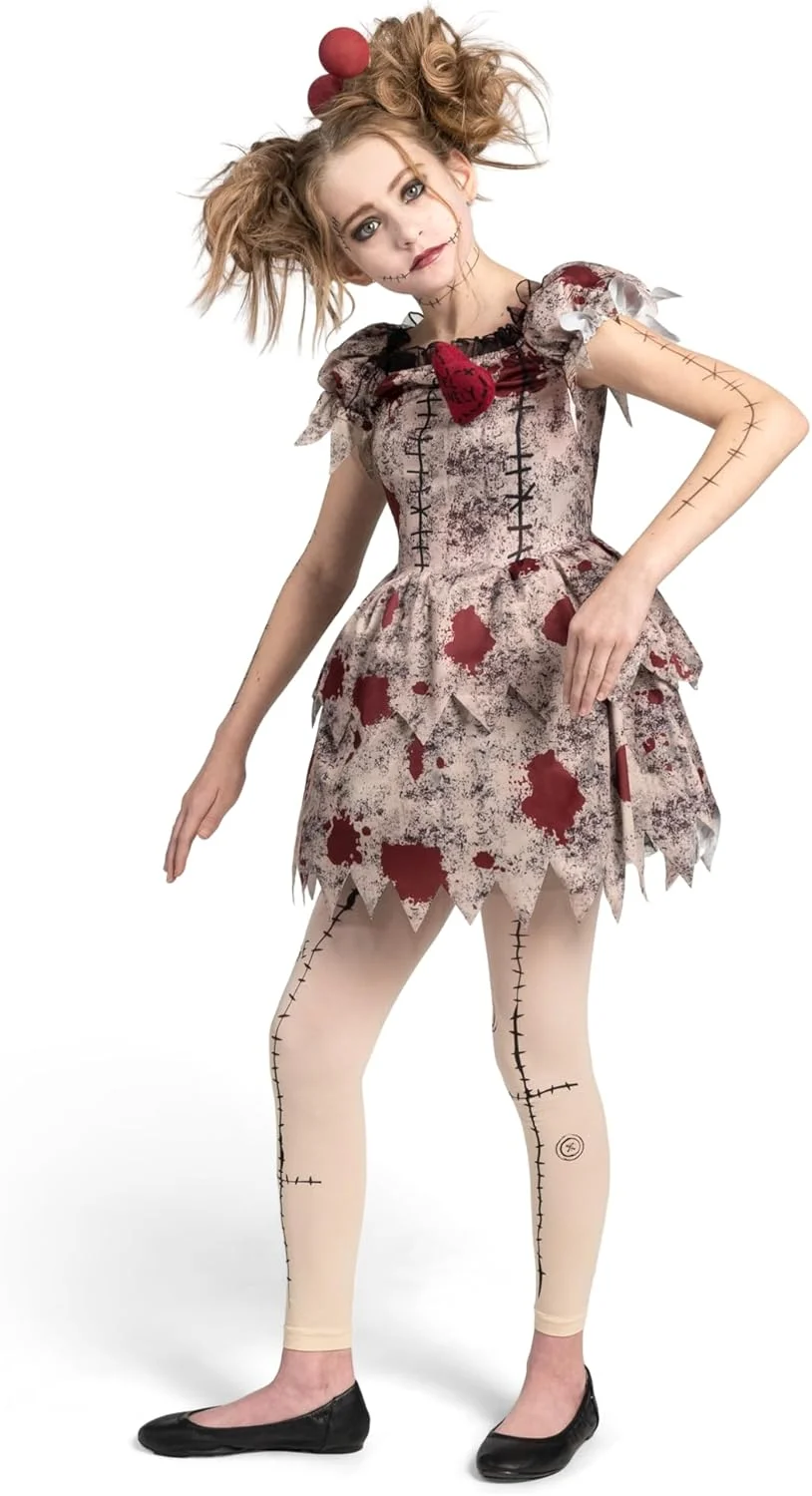لباس وودو بچگانه Spooktacular Creations، لباس عروسک وودو برای دختران، مناسب هالووین، ایفای نقش و مهمانی های لباس پوشیدن