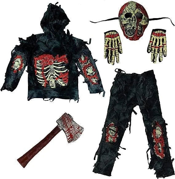 لباس زامبی Spooktacular Creations برای کودکان، لباس زامبی ترسناک پسرانه هالووین، لباس هیولا برای هالووین، مشکی، M(8-10)