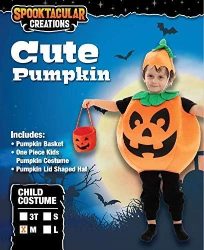 لباس هالووین بچه گانه طرح کدو تنبل Spooktacular Creations به همراه سبد، مناسب برای مهمانی های هالووین کودکان