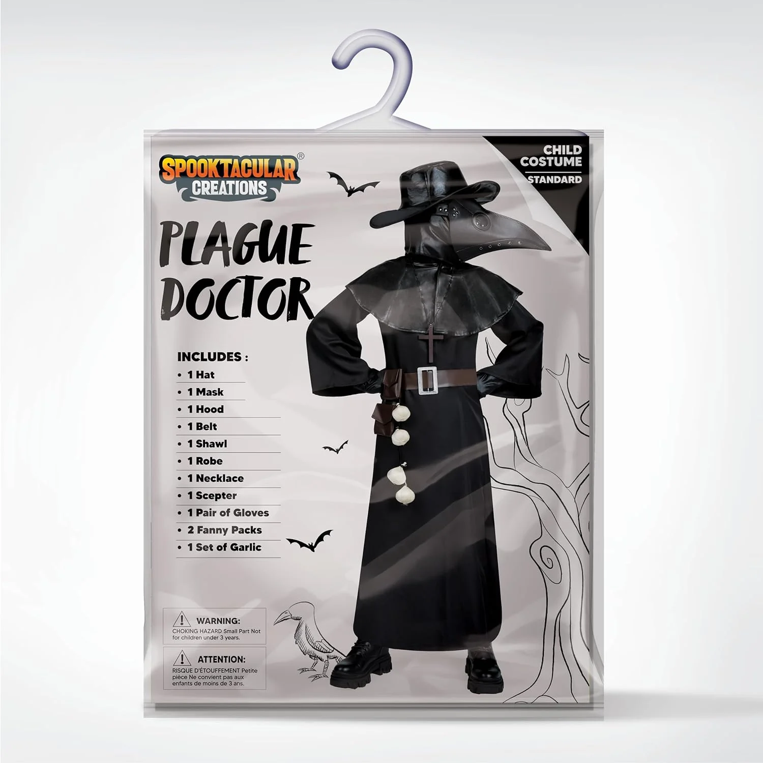 ست لباس دکتر مرگ سیاه Spooktacular Creations 10 در 1 شامل ماسک نوک دار هالووین، لباس دکتر طاعون برای کودکان ست لباس دکتر مرگ سیاه Spooktacular Creations 10 در 1 شامل ماسک نوک دار هالووین، لباس دکتر طاعون برای کودکان