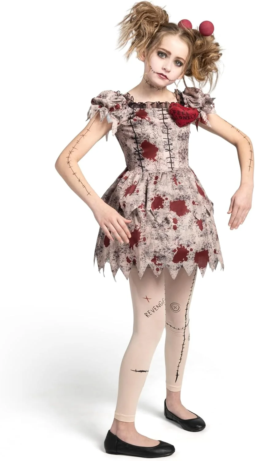 لباس وودو بچگانه Spooktacular Creations، لباس عروسک وودو برای دختران، مناسب هالووین، ایفای نقش و مهمانی های لباس پوشیدن