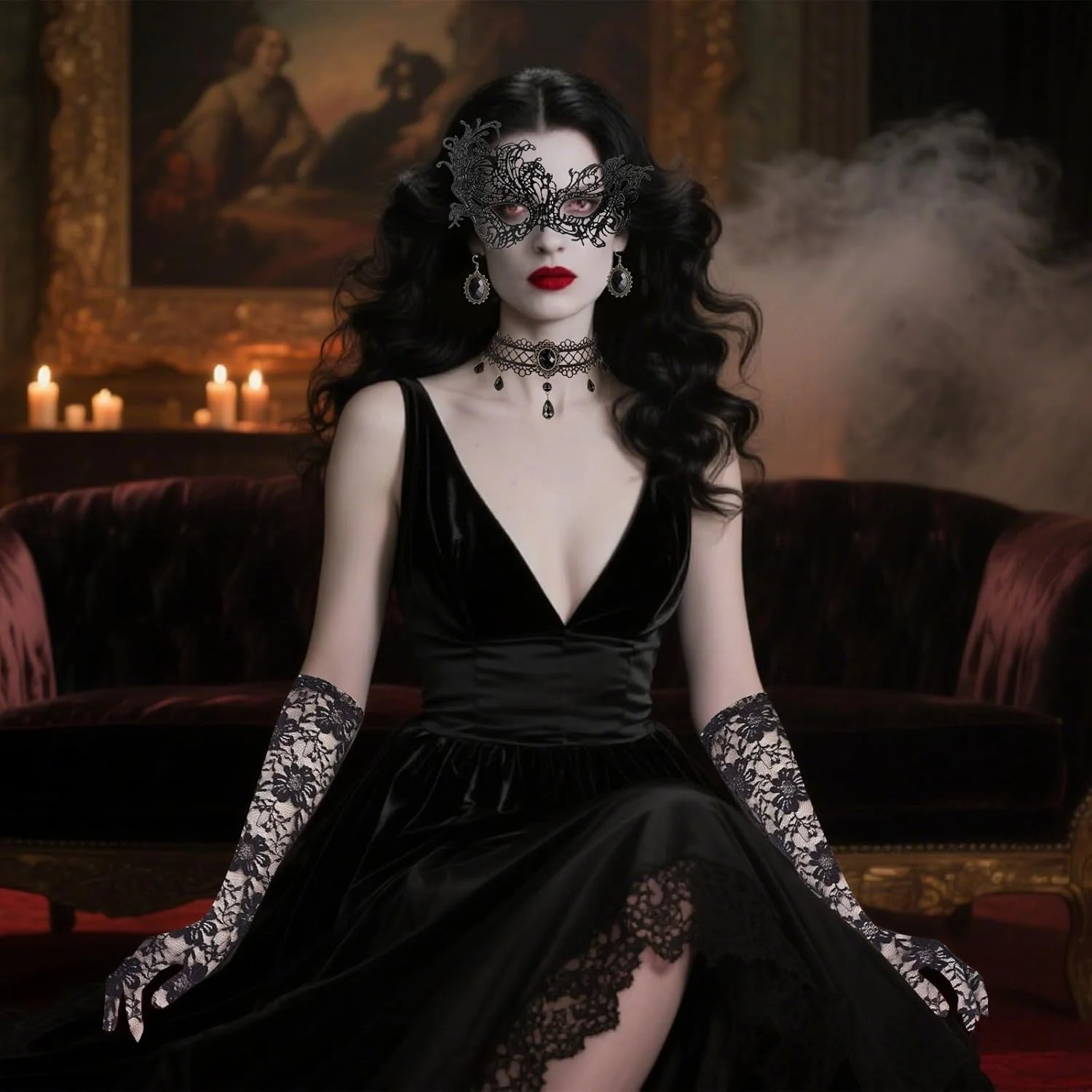 ست لباس هالووین زنانه Snyvpra Maleficent، لباس زن خفاشی، ست گوتیک 4 تکه با دستکش، ماسک، گردنبند و گوشواره ست لباس هالووین زنانه Snyvpra Maleficent، لباس زن خفاشی، ست گوتیک 4 تکه با دستکش، ماسک، گردنبند و گوشواره