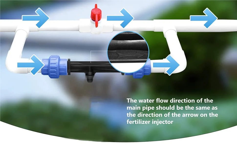 دستگاه تزریق کود و مواد شیمیایی ونتوری 12 اینچی APPSTER، سایز 2 اینچ (63 میلی متر) | (طول: 12 اینچ، رزوه ای) برای سیستم آبیاری کشاورزی، تزریق مواد شیمیایی، مشکی