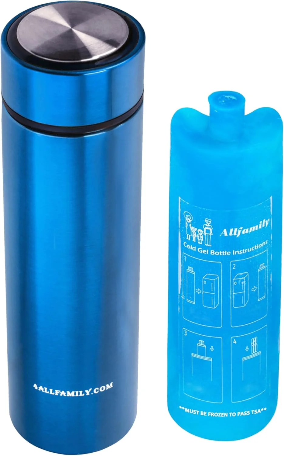 کیف خنک نگهدارنده قلم انسولین 4ALLFAMILY Nomad 48H، جعبه خنک کننده دارو، کیف حمل EpiPen، کیف پزشکی مسافرتی مورد تایید TSA برای دیابتی ها با بسته یخ Biogel (متوسط برای 3 قلم، آبی)
