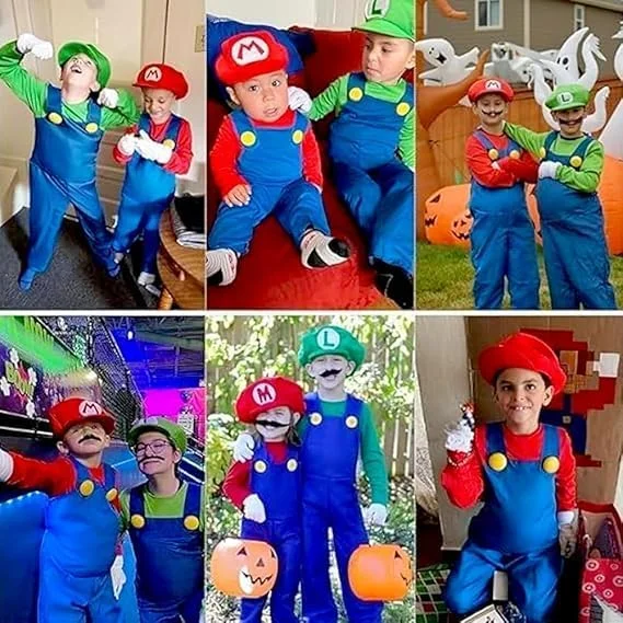 لباس هالووین سوپر برادرز برای کودکان، لباس هالووین دخترانه پسرانه، جامپسوت های Cosplay