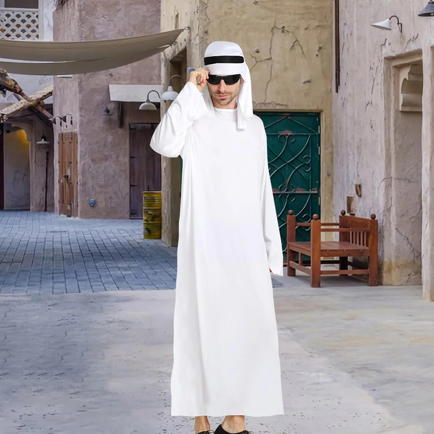 ست لباس عربی هالووین - ردای عربی با سربند - لباس صحرایی به همراه هدبند برای بزرگسالان، نوجوانان، دانش آموزان، دوستان و بازیگران ست لباس عربی هالووین - ردای عربی با سربند - لباس صحرایی به همراه هدبند برای بزرگسالان، نوجوانان، دانش آموزان، دوستان و بازیگران