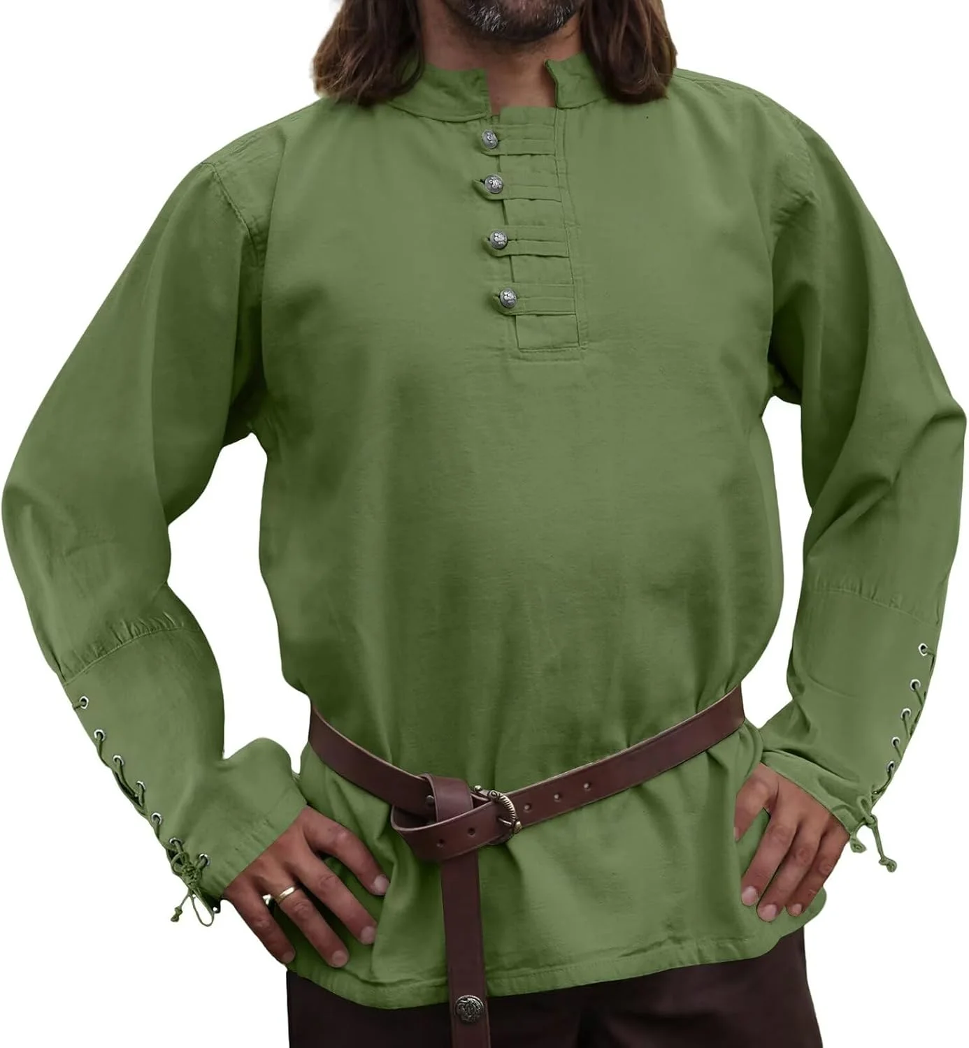EDITCOZY پیراهن مردانه دزدان دریایی رنسانس، پیراهن کتانی وایکینگ قرون وسطایی هالووین با بند کشی