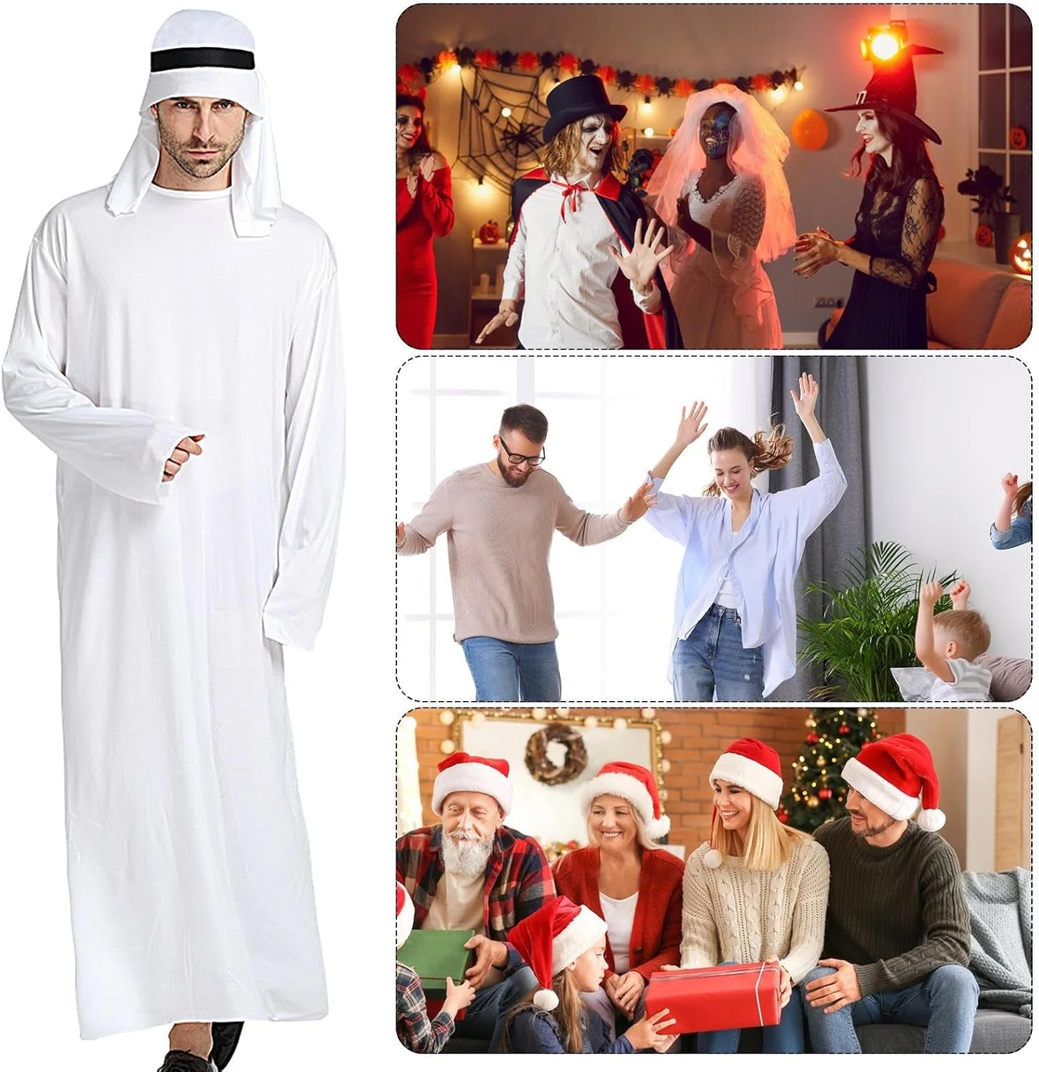 لباس عربی هالووین، لباس عربی توگا برای هالووین - ردای صحرایی با پوشش سر، مناسب و راحت برای دانش آموزان، نوجوانان، پسران، بزرگسالان، بازیگران و دوستان