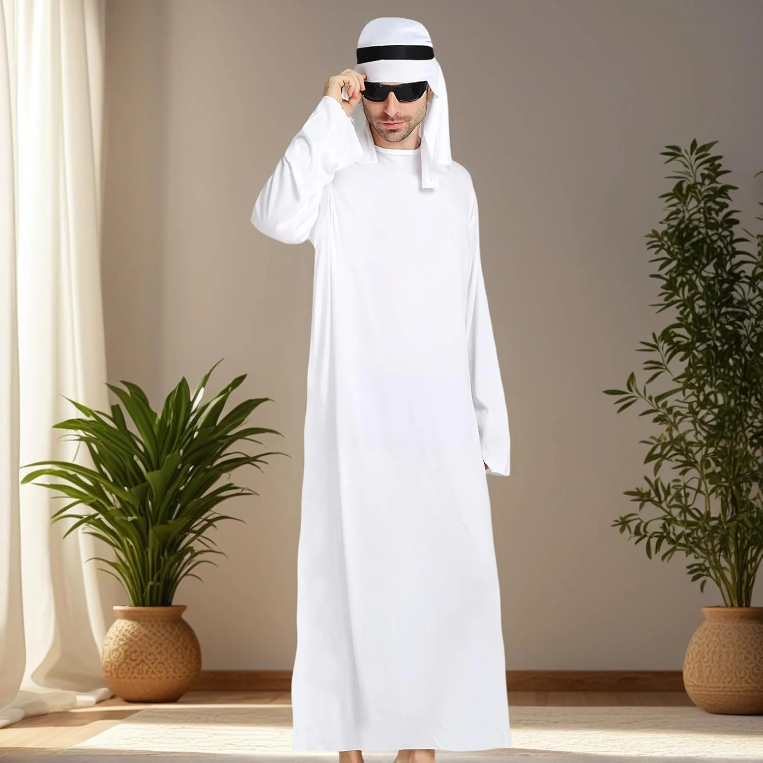 لباس عربی هالووین، لباس عربی توگا برای هالووین - ردای صحرایی با پوشش سر، مناسب و راحت برای دانش آموزان، نوجوانان، پسران، بزرگسالان، بازیگران و دوستان