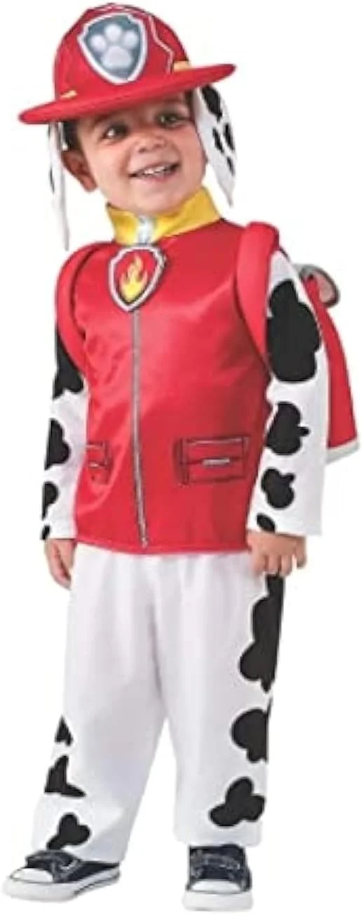 ست لباس مارشال BrainGiggles به همراه لباس آتش نشان، کلاه و کوله پشتی - لباس شخصیت PawPatrol برای کودکان نوپا، پسران و دختران - لباس Cosplay، تولد و هالووین برای کودکان (کوچک)